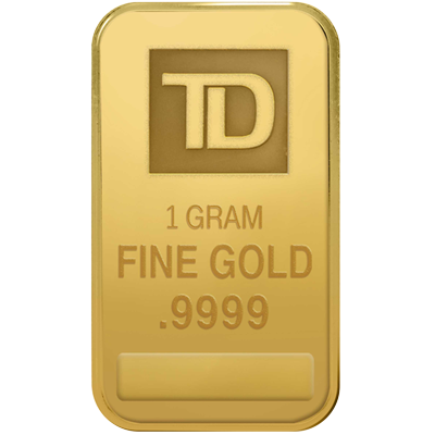 A picture of a 1 gram TD Gold Bar